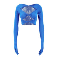 Thumbnail for Glove Long Sleeve Hollow Out Crop Top