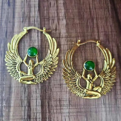 Goddess Isis Wings Earrings Egyptian Mythology Jewelry Gold