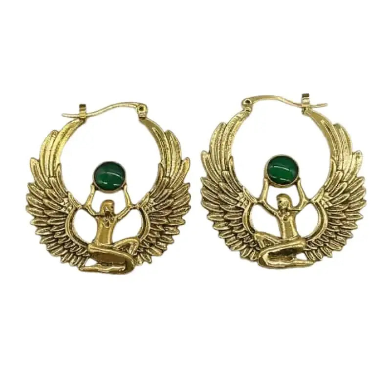 Goddess Isis Wings Earrings Egyptian Mythology Jewelry Gold