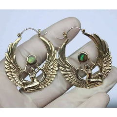Goddess Isis Wings Earrings Egyptian Mythology Jewelry Gold