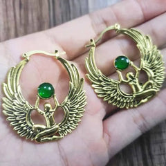 Goddess Isis Wings Earrings Egyptian Mythology Jewelry Gold