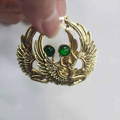 Goddess Isis Wings Earrings Egyptian Mythology Jewelry Gold