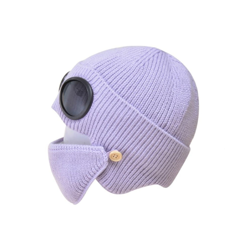 Goggles & Mask Wool Knitted Beanie - Ligth Purple