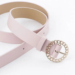 Gold Buckle PU Leather Belt