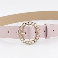 Gold Buckle PU Leather Belt