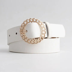 Gold Buckle PU Leather Belt