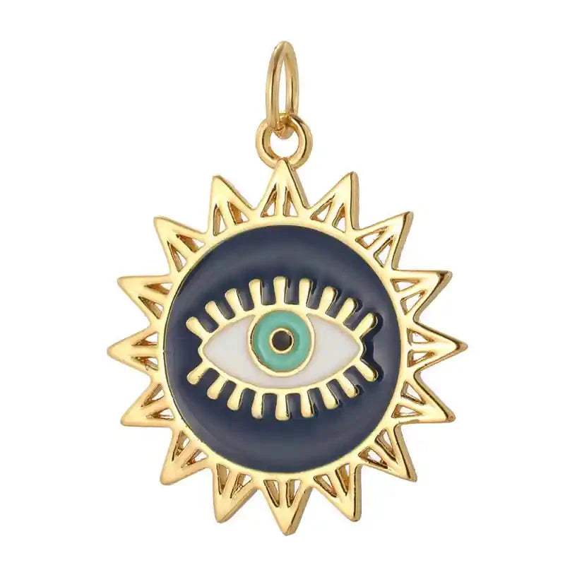 Gold Charms for Necklaces Earrings and Bracelets Eyes Blue