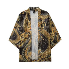 Gold Dragon 3/4 Sleeve Kimono