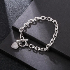 Gold Heart Charm Link Chain Bracelet