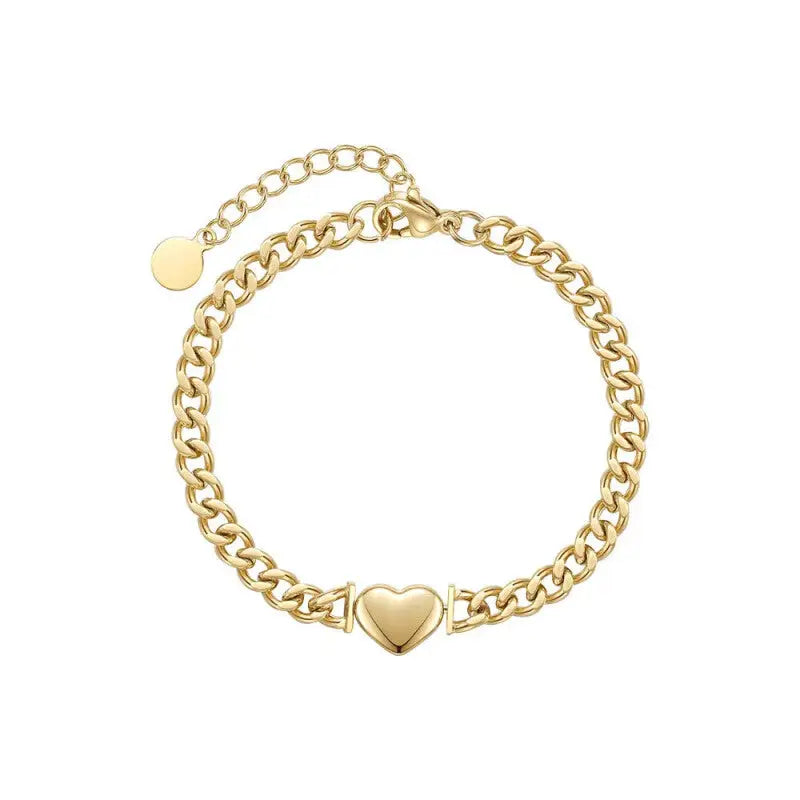 Gold Heart Stainless Steel Bracelet