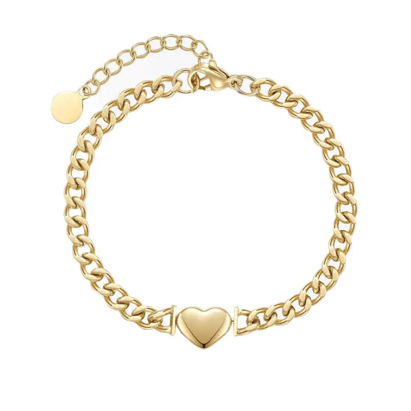 Gold Heart Stainless Steel Bracelet