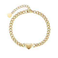 Gold Heart Stainless Steel Bracelet