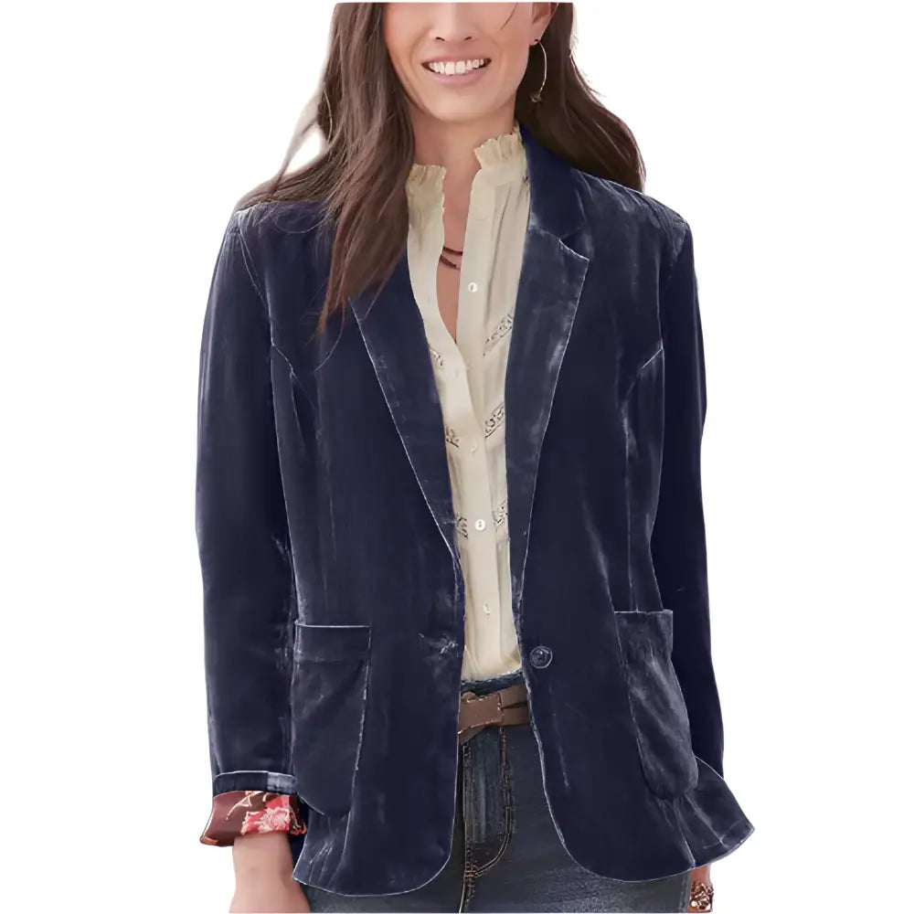 Golden Velvet Loose Elegant Blazer for Women Purple / S