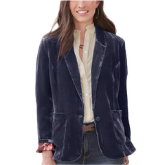 Golden Velvet Loose Elegant Blazer for Women Purple / S