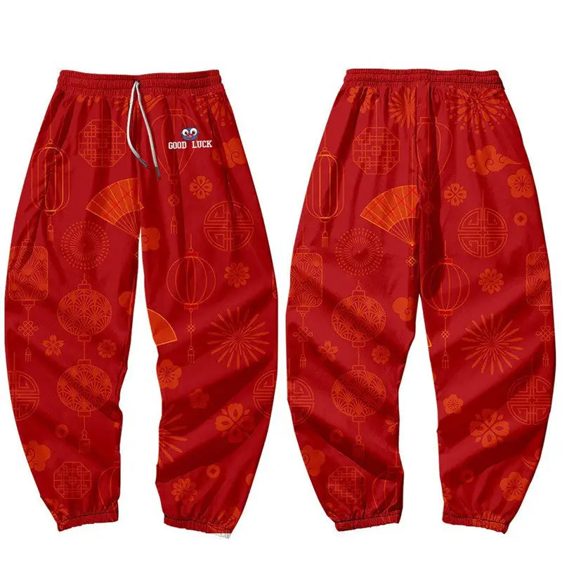 Good Luck Loose-fitting Pants - Red / S