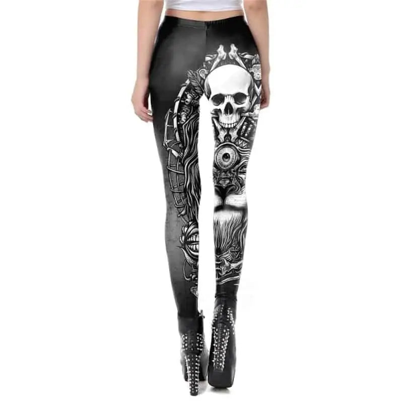 Goth Aesthetic Steampunk Skeleton Legging