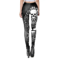 Goth Aesthetic Steampunk Skeleton Legging