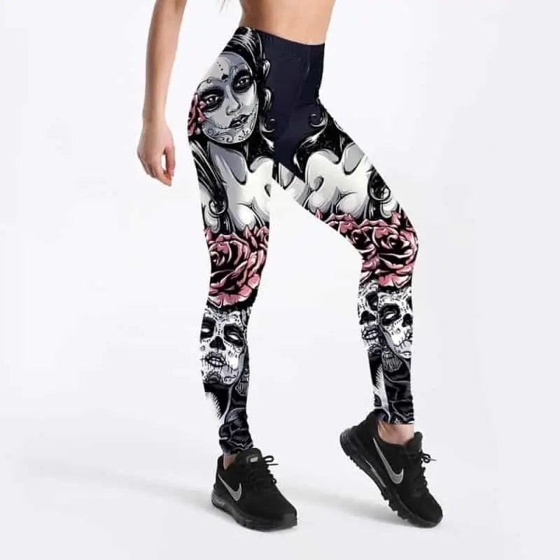 Goth Aesthetic Steampunk Skeleton Legging