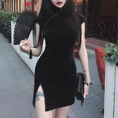 Goth Dark Chinese Style Mini Dress