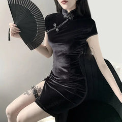 Goth Dark Chinese Style Mini Dress