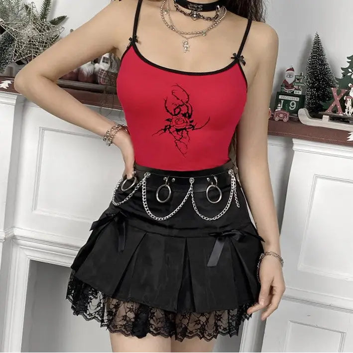 Goth Dark Rose & Spines Gothic Tops