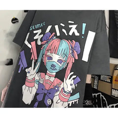 Goth Girl Mask Dark Aesthetic Loose T Shirt