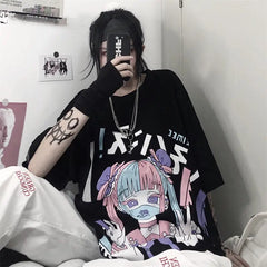 Goth Girl Mask Dark Aesthetic Loose T Shirt