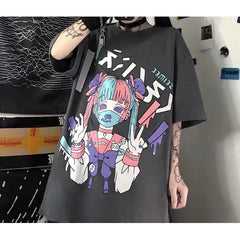 Goth Girl Mask Dark Aesthetic Loose T Shirt