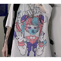 Goth Girl Mask Dark Aesthetic Loose T Shirt