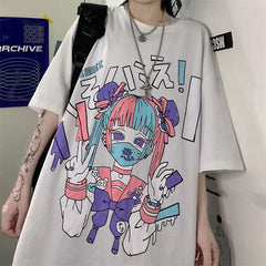 Goth Girl with Mask Dark T-shirt - white / XL - T-Shirt