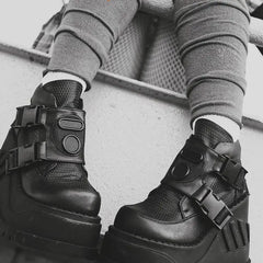 Goth Platform Fashion High Heels Sneaker - black style 3