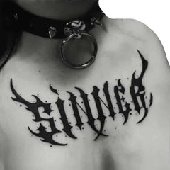 Goth Punk Letter Waterproof Tattoo Sticker - Black