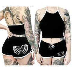 Goth Punk Plus Size Shorts and Top Set Cool black / S