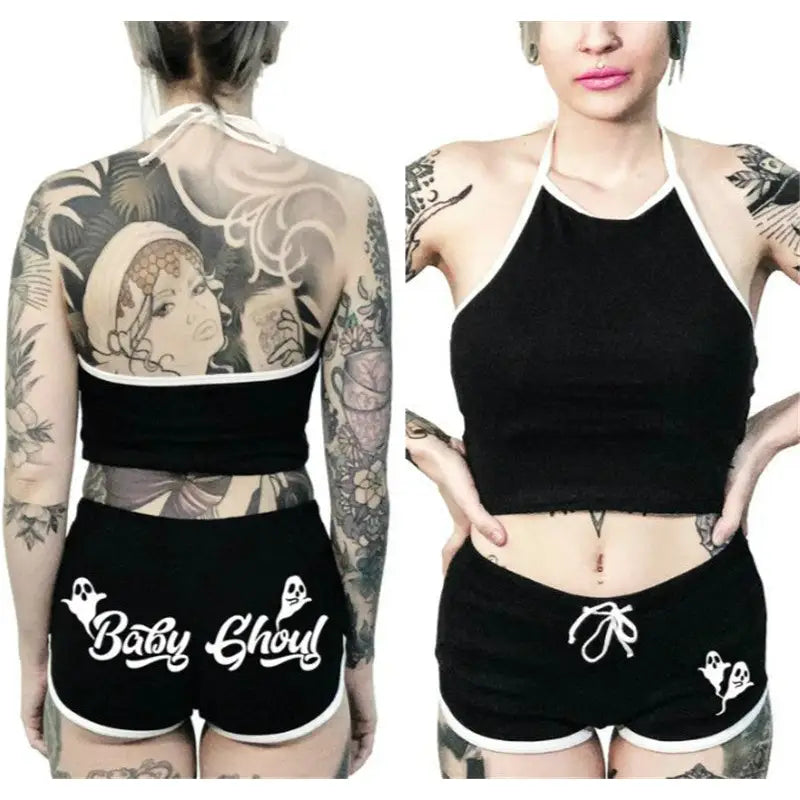 Goth Punk Plus Size Shorts and Top Set