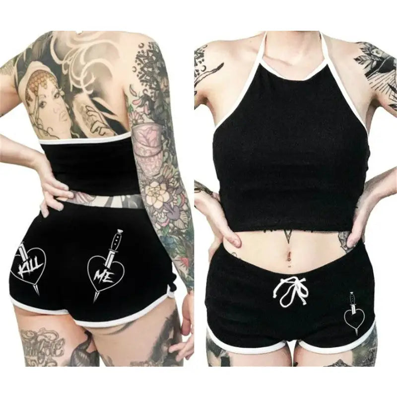 Goth Punk Plus Size Shorts and Top Set