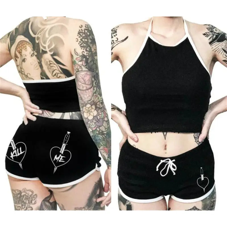 Goth Punk Plus Size Shorts & Top