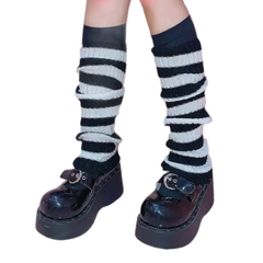 Goth Striped Leg Warmers Knee Length Socks