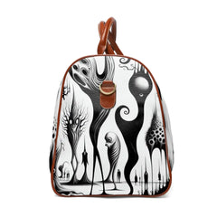 Goth Travel Bag with Monochrome Castle and Forest Design