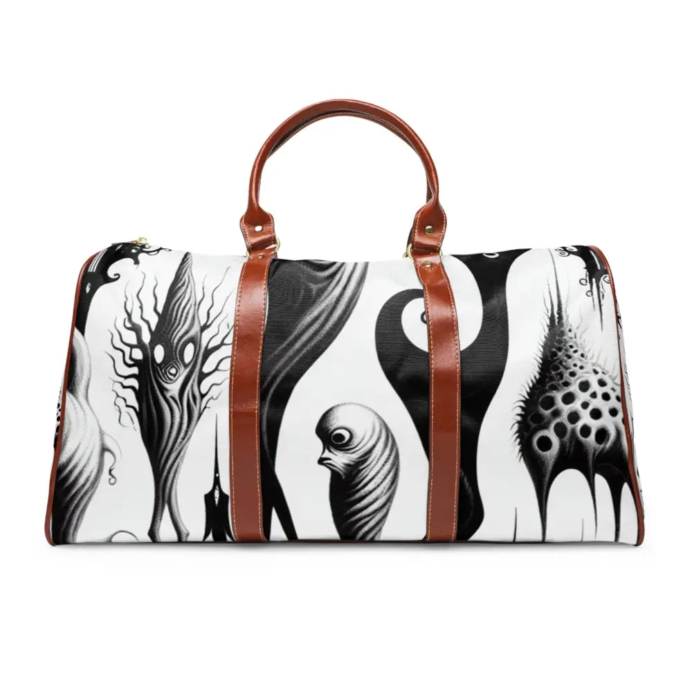 Goth Travel Bag with Monochrome Castle and Forest Design