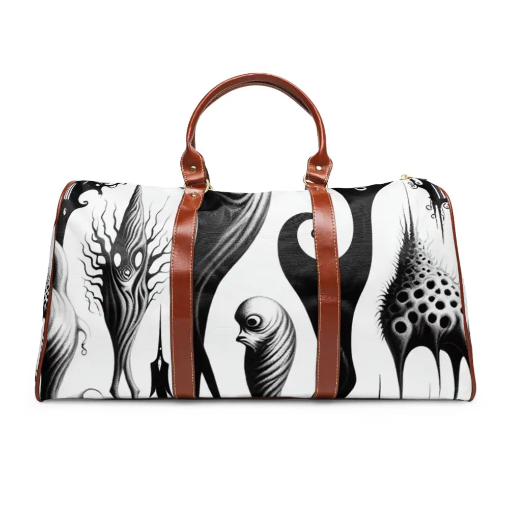 Goth Travel Bag with Monochrome Castle and Forest Design