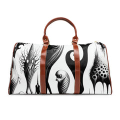 Goth Travel Bag with Monochrome Castle and Forest Design