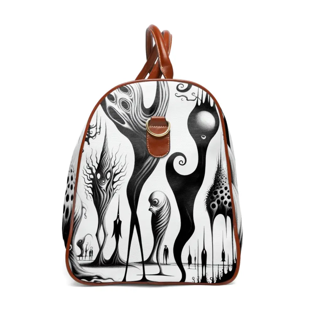 Goth Travel Bag with Monochrome Castle and Forest Design
