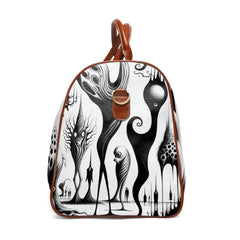 Goth Travel Bag with Monochrome Castle and Forest Design