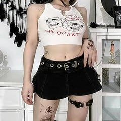 Gothic Aesthetic Skull Till Death Grunge Tank Tops