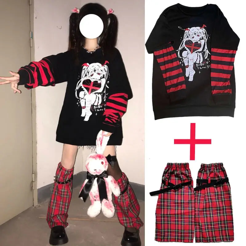 Gothic Anime Style Sweatshirt - Sweatshirts Set / S