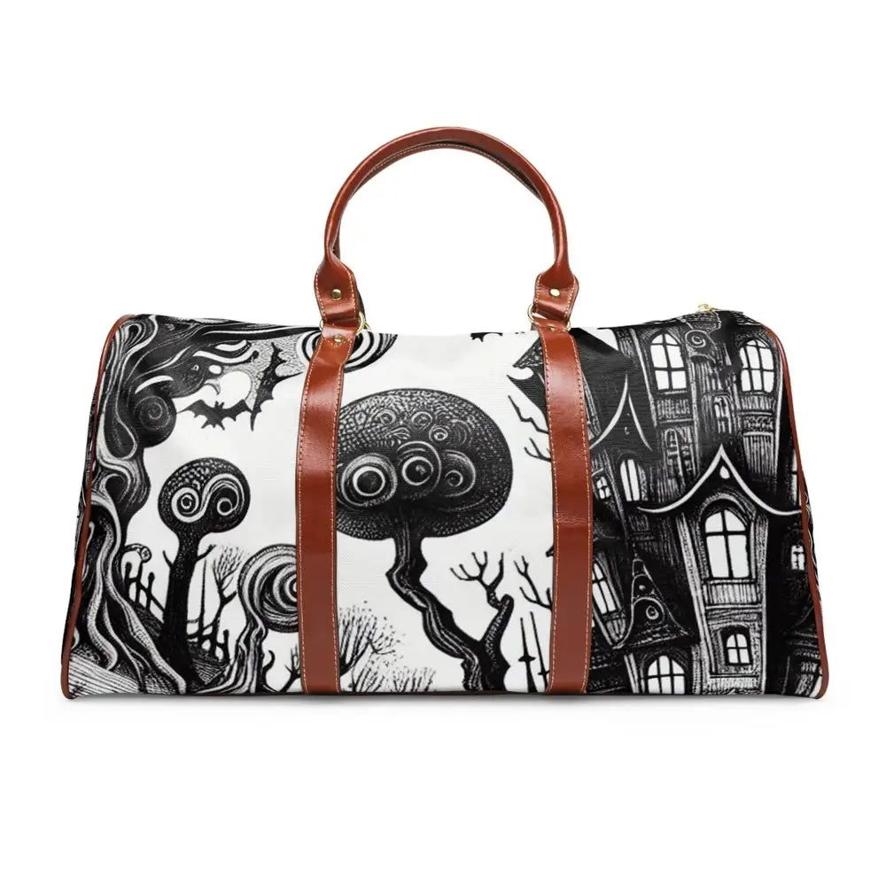 Gothic Art-Inspired Area Travel Bag Monochrome Patchwork