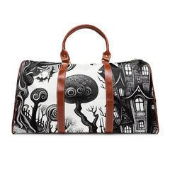 Gothic Art-Inspired Area Travel Bag Monochrome Patchwork