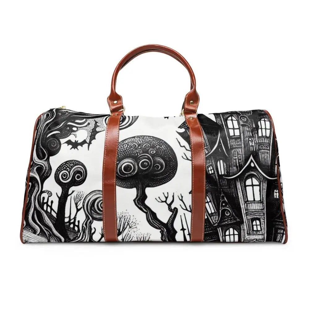 Gothic Art-Inspired Area Travel Bag Monochrome Patchwork
