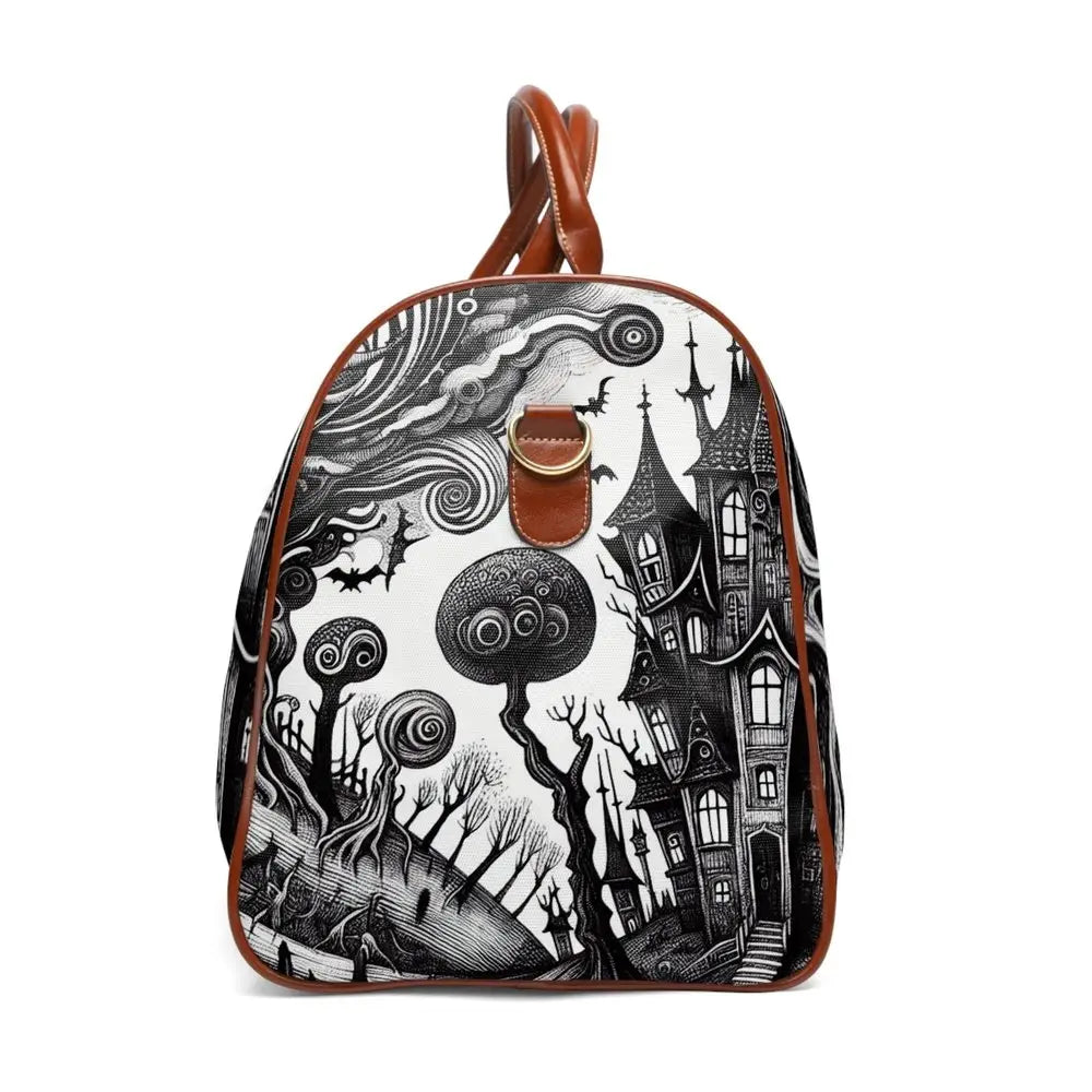 Gothic Art-Inspired Area Travel Bag Monochrome Patchwork