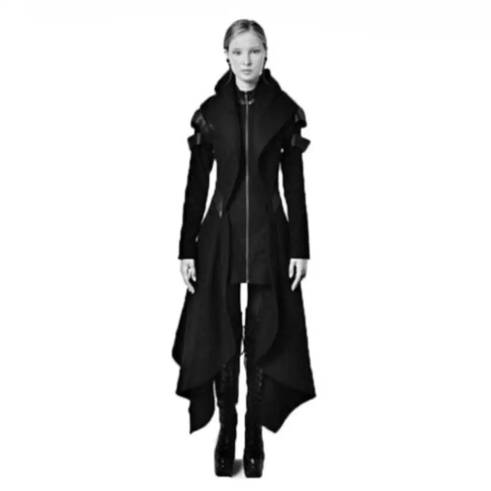 Gothic Asymmetric Black Hooded Coat